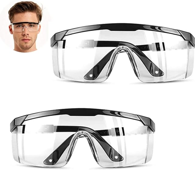 HONGCI 2 Pack Safety Glasses,Anti Fog and UV Protection Protective Clear Goggles,Safety Protection Glasses,Safety Goggles for Kids Nerf Gun Battles,Construction,DIY,Lab,Welding,Chemistry,Personal Use