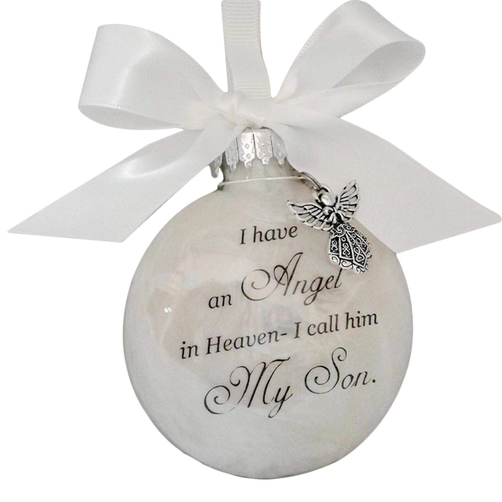 Christmas Memorial Ornaments - Christmas Memorial Baubles Ornaments “I Have An Angel In Heaven” With Small Angel - Christmas In Heaven Ornament Memorial Christmas Bauble - Christmas Tree Decorations