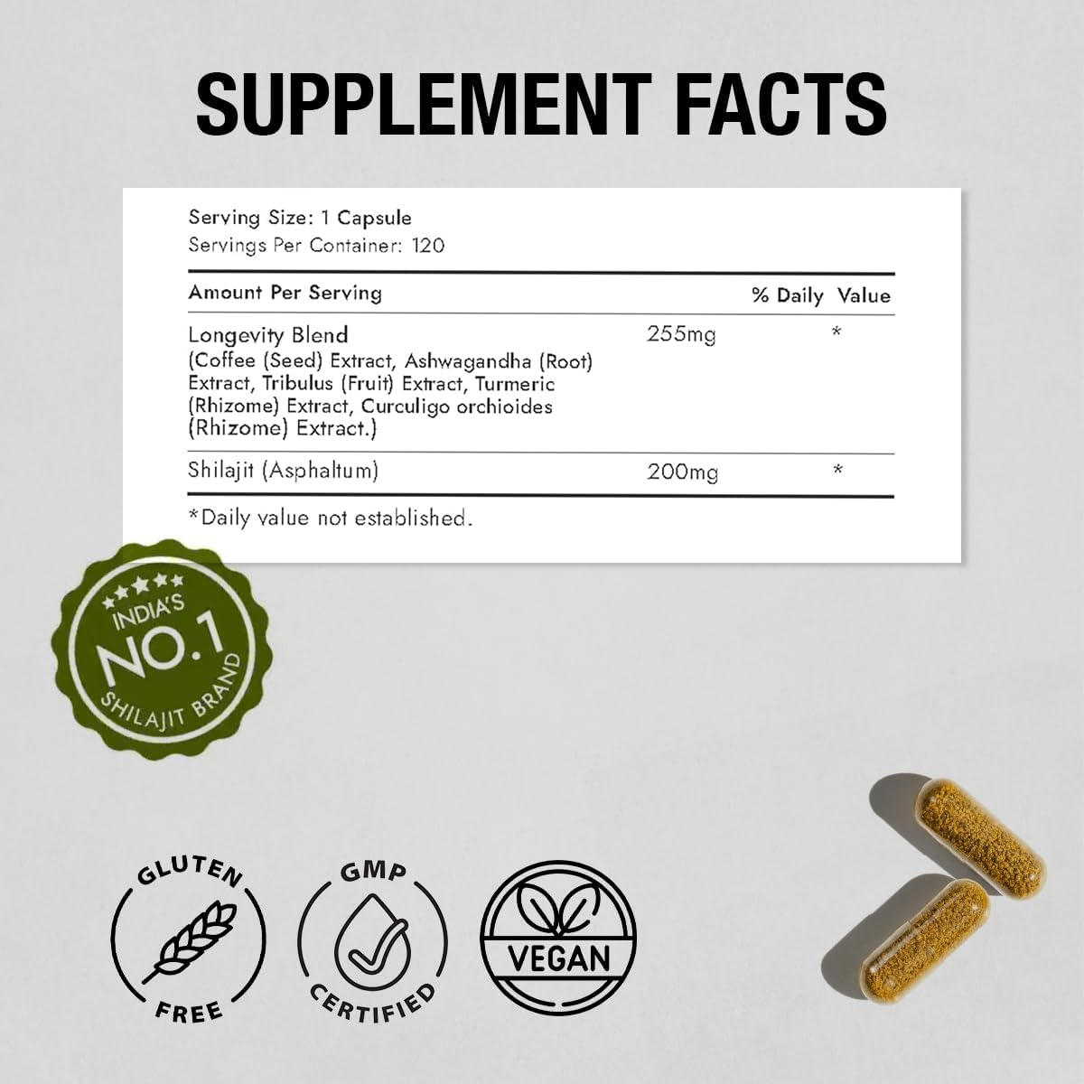 Organic Himalayan Shilajit Resin Extract with Ashwagandha & Turmeric-400mg Max Potency, Lab Tested Pure Shilajit for Men & Women, 85+ Trace Minerals, Immune Support, Energy, 2 Month Supply-120 Capsule