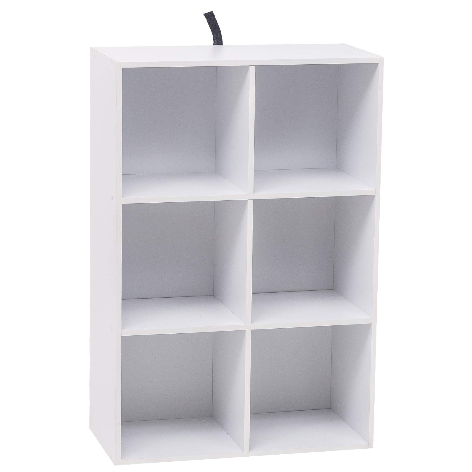WOLTU Libreria Blanca con 6 Cubos Abiertos, Estanteria para Libros y Exposición, Mueble Estanteria para Oficina, Estudio Juvenil y Salón, 60x29,5x89cm, SK002ws3