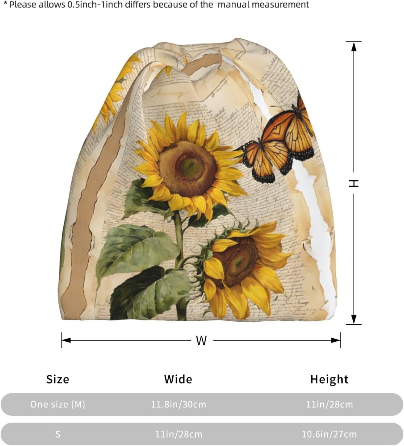 (Retro Sunflower) Multi-Functional Convertible Brimless Hat for Daily Outdoor Travel Use -