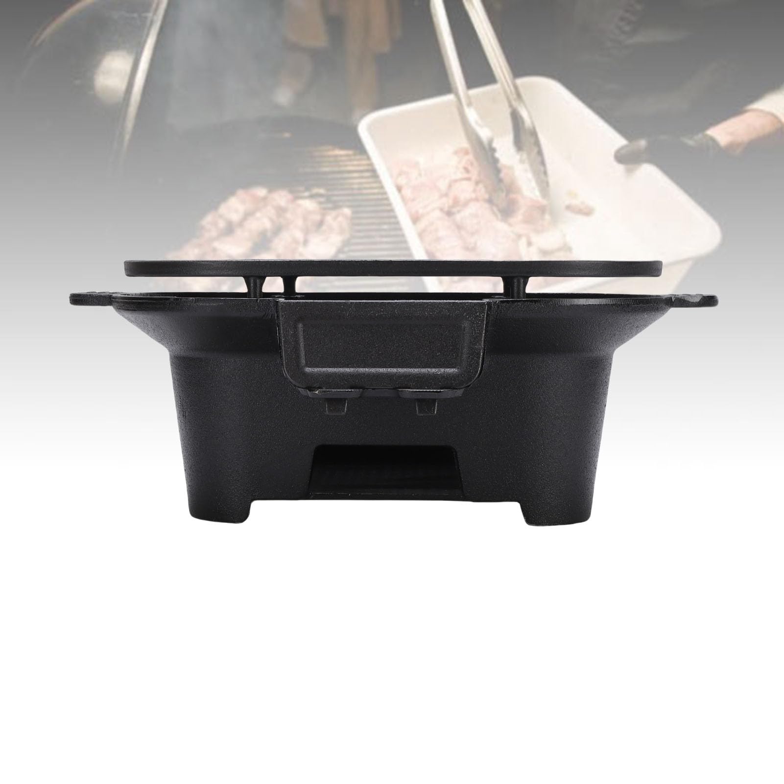 Griglia a Carbone Hibachi Giapponese Griglia in Ghisa Piccola Stufa Hibachi Portatile Calore a Lunga Durata per Barbecue Picnic Cortili da Tavolo Compatto