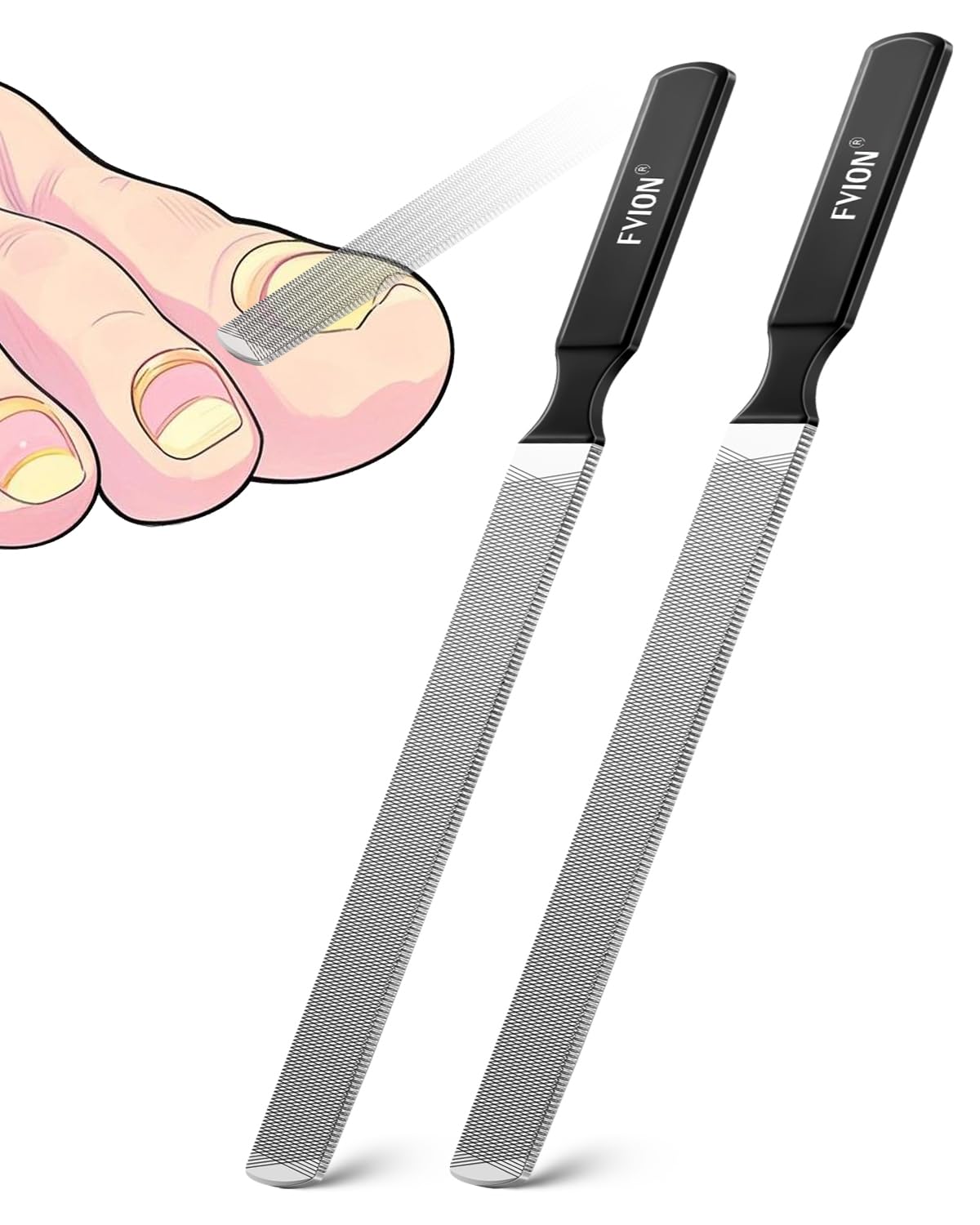 FVION Lima Unghie Piedi Professionale per Unghie Spesse e Dure – Lima per Unghie dei Piedi in Acciaio Inox, Nail File per Manicure e Pedicure Uomo e Donna