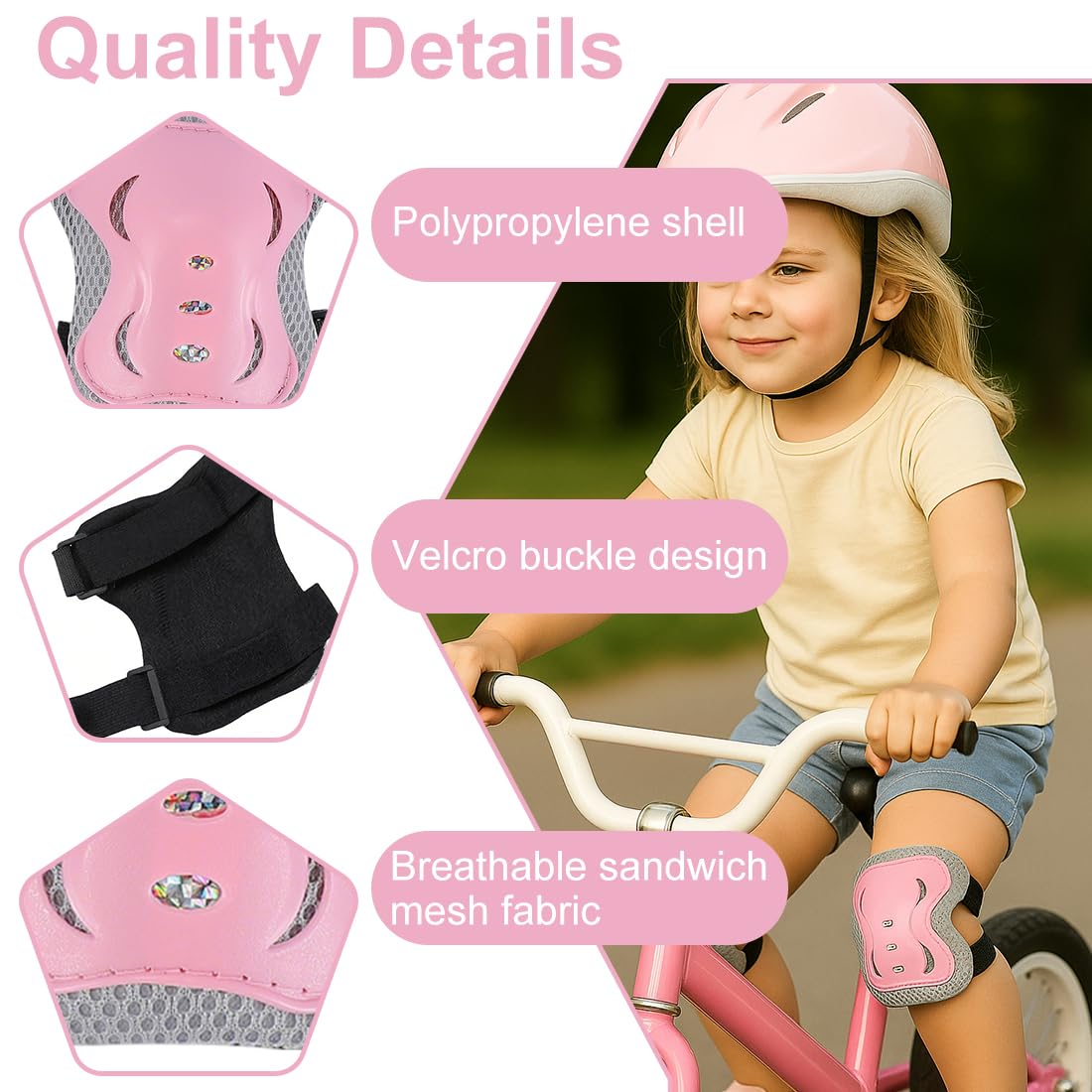 IKOPFLN Ensemble de 6 pièces Protection Roller Enfant Fille - Genouillères - Protection Skateboard Enfant Scooter Inline Skate - 4