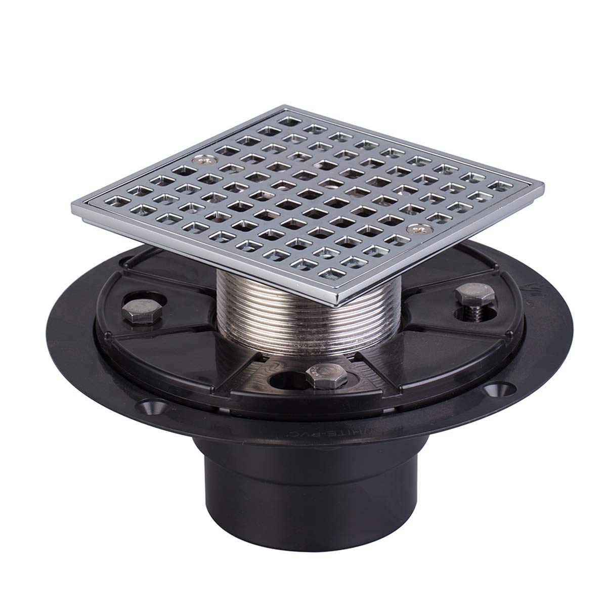 Uni-Green ABS Tile-In Floor Drain for bathroom low profile shower pan drain, Chrome Plated for 2" Pipe,Height Adjustable, Mission style