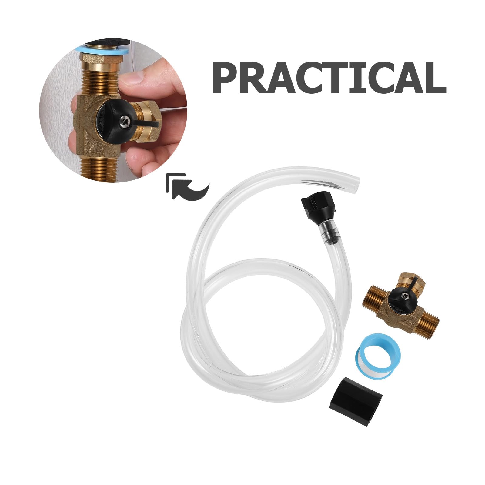 ibasenice 1 set di kit di conversione per pompa per camper, kit di svernamento - Accessori per camper, tubo flessibile di ricambio per scaldabagno, valvola antigelo in ottone per impianti idraulici di
