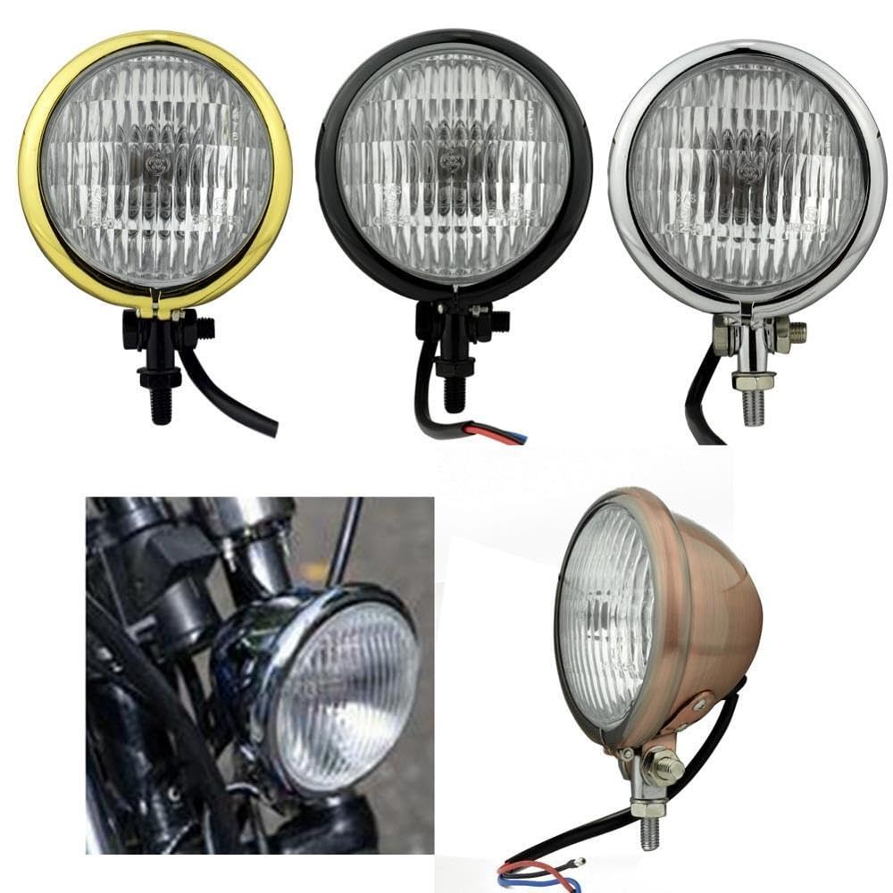 Motocykl Head Light Pasuje do Harley Pasuje do Honda Pasuje do Yamaha Pasuje do Bmw Cafe Racer Niestandardowy Bobber Chopper 4.5 "Zabytkowy reflektor(Chrome)