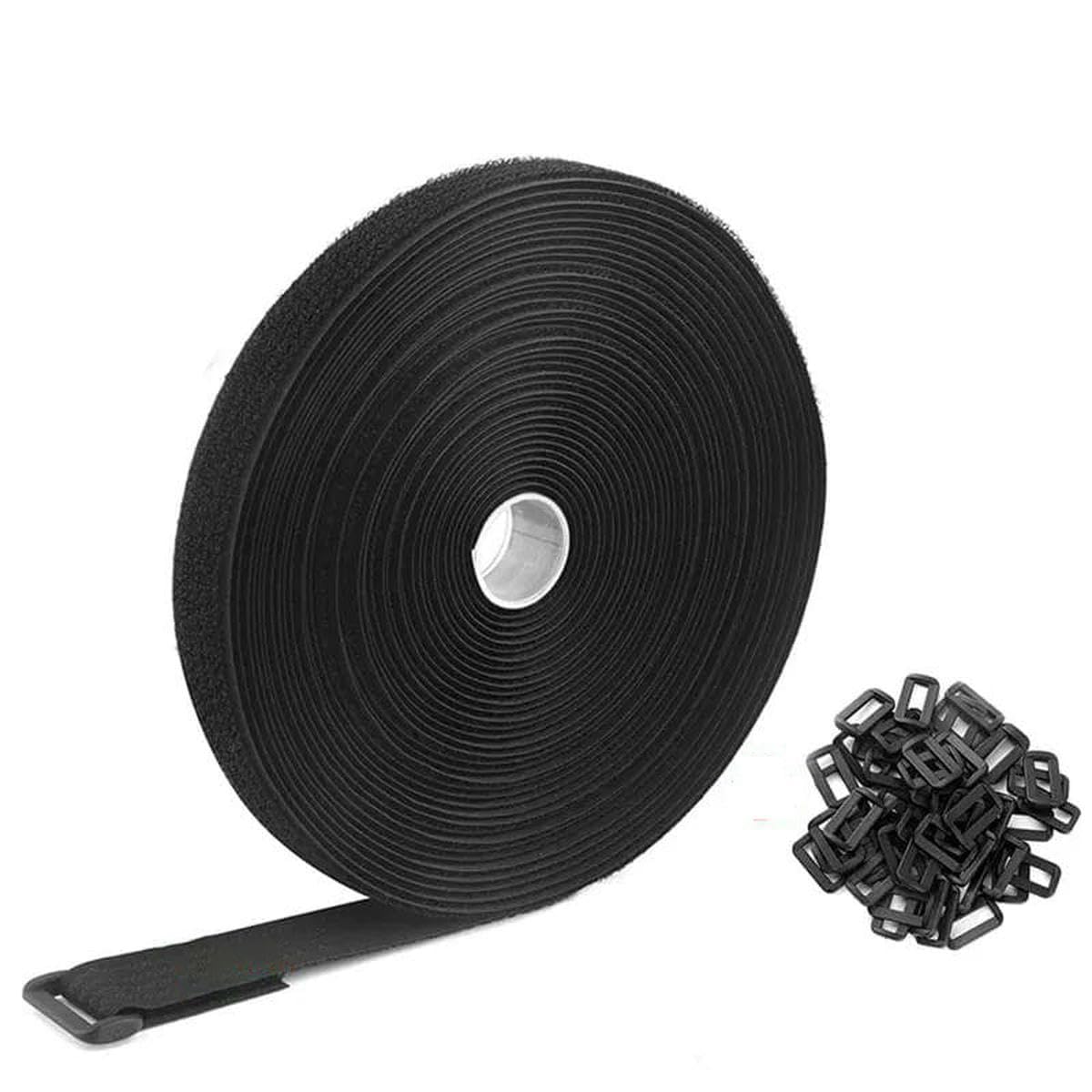 5/2/1Meter Reusable Fastener Hook and Loop Securing Straps with Buckles Adjustable Cable Straps Cut Length Nylon Cable Ties-Black Width 16mm-1Meter 5Pcs Buckles