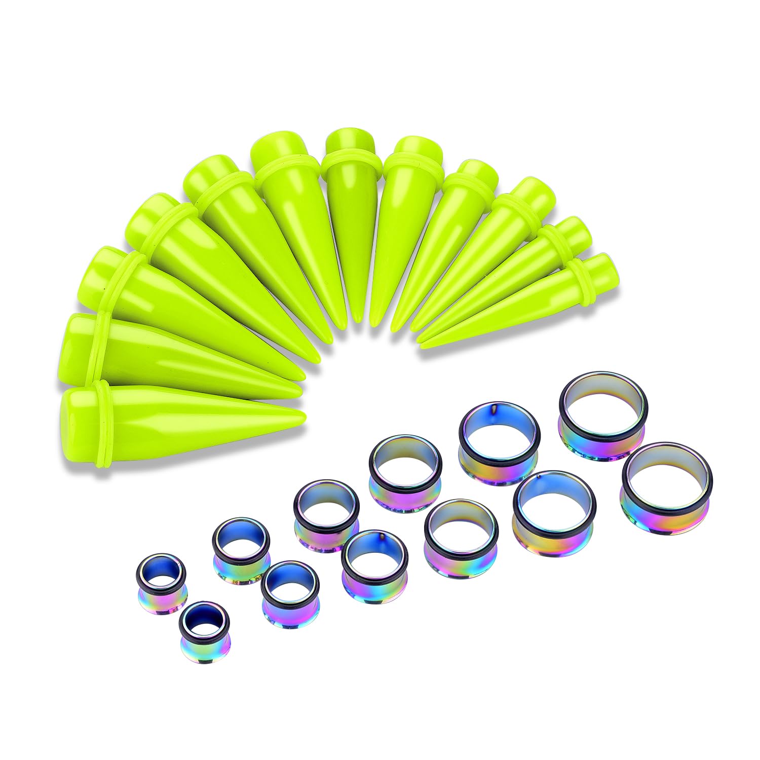 LBZ4ZUONISP 24PC Ear Gauge Stretching Kit Acrylic Tapers and Surgical Steel Tunnels Plugs 00G-20MM Gauge Stretching Kit