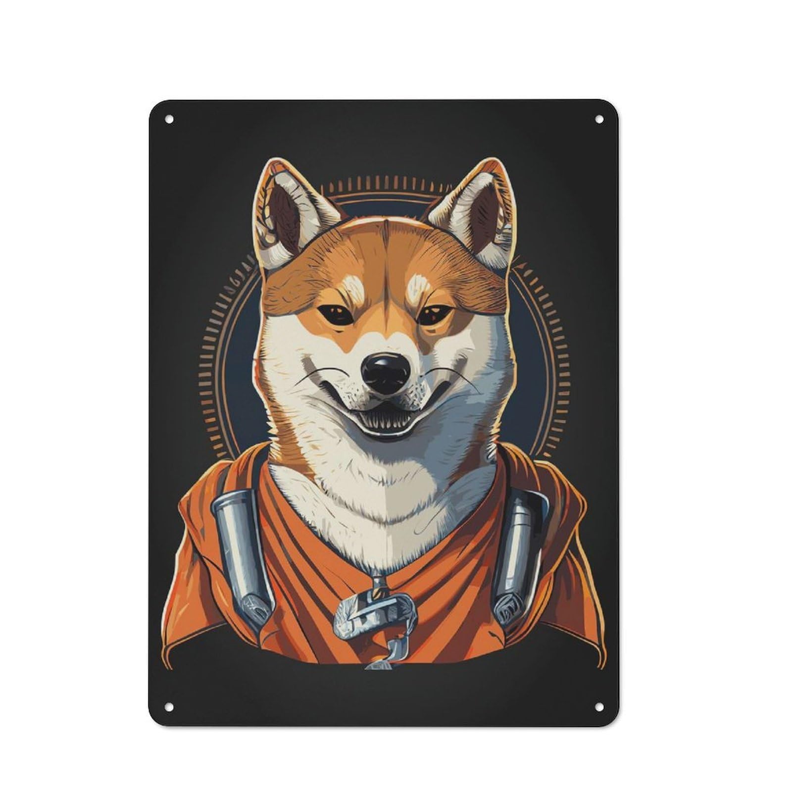 Cool Shiba Inu Portrait Metal Wall Art Sign 40x30cm, Retro Vintage Wall Decor for Kitchen, Hallway, Bar Or Small Cafe