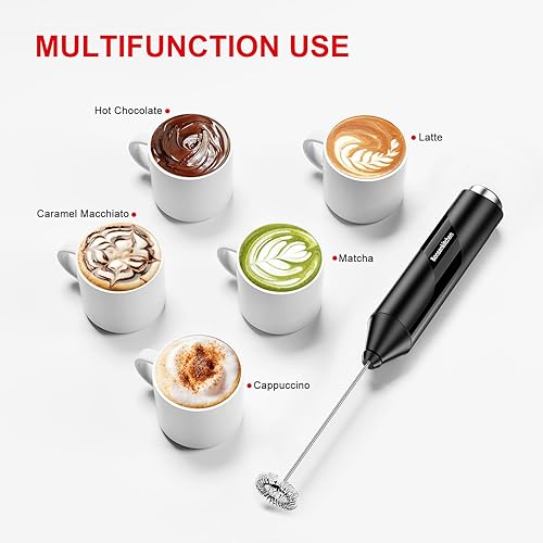 Miniatura 4 de Bonsenkitchen - Batidora espumadora de leche eléctrica máquina automática a pilas para café bulletproof matcha chocolate caliente minimezclador de