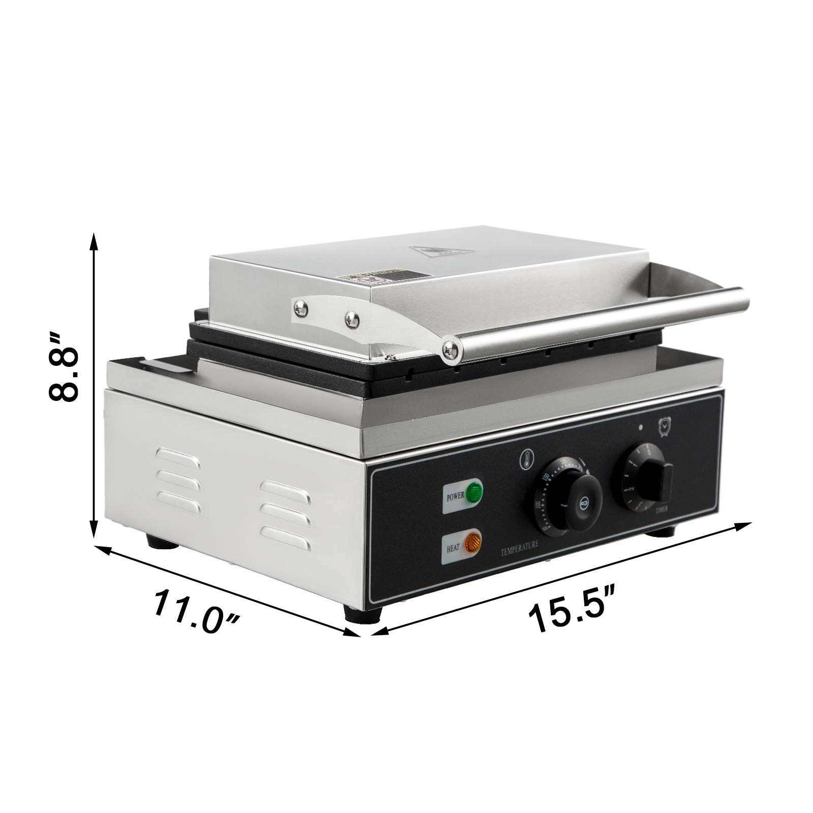 VBENLEM Commercial Rectangle Waffle Maker 10pcs Nonstick Electric