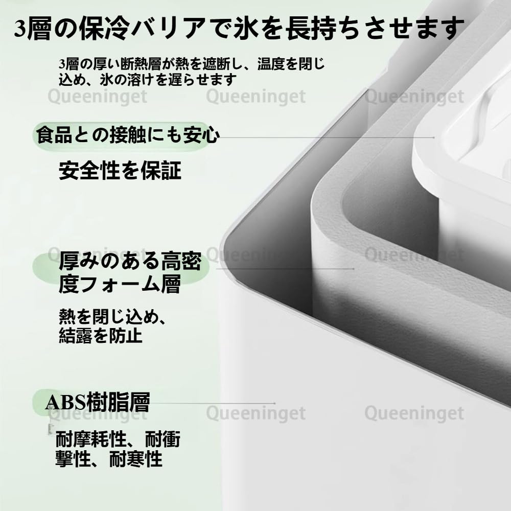 Queeningetミニ家庭用製氷機、低消費電力、セルフクリーニング、丸型、コンパクトで持ち運び可能、静音、あらゆるサイズの氷を作る