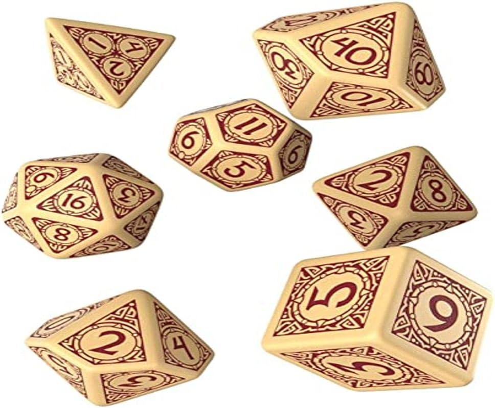 Q-Workshop Viking Beige & Burgundy Dice Set (7)