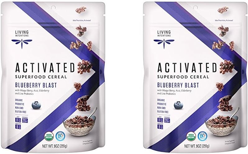 Living Intentions Cereal Acai Blueberry Superfood, 9 Ounce Pack of 2