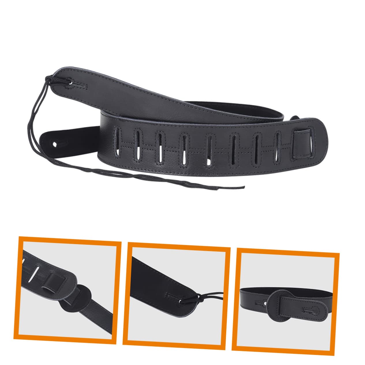 Verstellbarer Gitarrengurt aus Echtem Leder Robuster und Langlebiger Schultergurt für Gitarre Akustikgitarre und Bass für Musiker und Gitarristen Schwarz Gs
