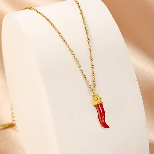 Miniatura 4 de Collar de cuerno italiano, collar de mal de ojo, collares rojos para mujer, collares con dije de chile y pimienta, regalos de joyería, regalo