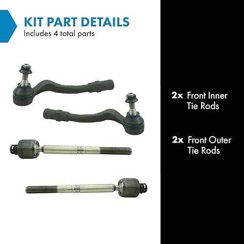 Vista 933 de TRQ - Juego de barras de acoplamiento delanteras interiores y exteriores