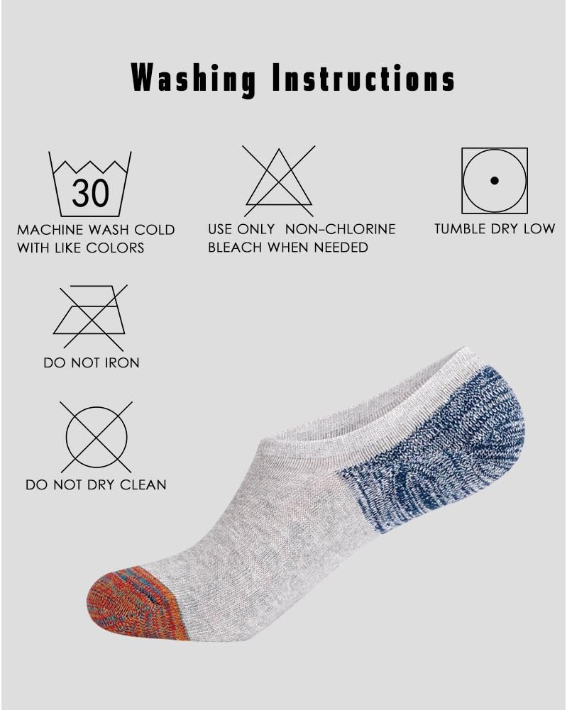 JOYNÉE Men's 6 Pack Casual Cushion Anti-Slid Cotton No Show Socks with Silicone - Image 5