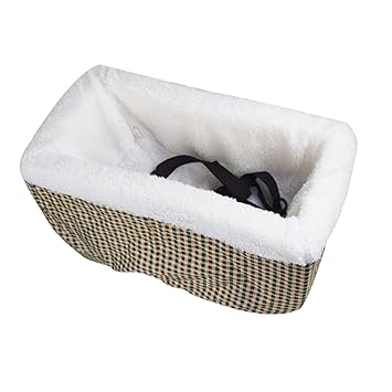 Indy Mall Dog Car Carrier Soft Non-Slip Puppy Booster Seat Crate for Car Armrest House Grid