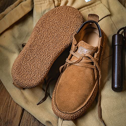 Mens Suede Leather Loafers Lace Up Comfortable Round Toe Walking Shoes Retro Fashion Sneakers Outdoor Causal Shoes for Men4