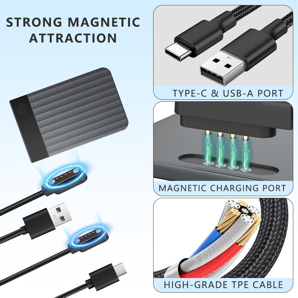 Braided USB & USB C Charging Cable for Plaud Note & Note Pro AI Voice Recorder, Plaid Charger Replacement Cable Type C 3.3 FT (2-Pack) image 3