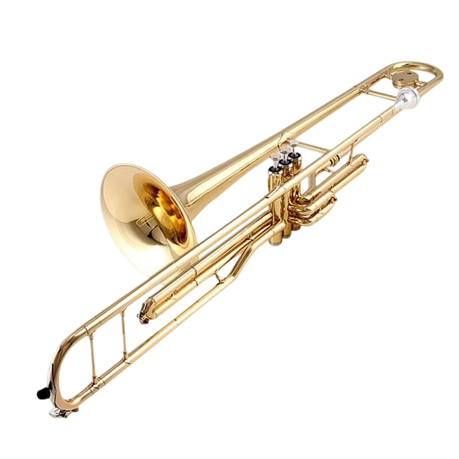 Trombón Con Pistones Si Bemol Instrumento De Rendimiento Profesional Acabado Dorado