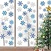 Whaline Snowflake Cut-Outs 48Pcs Glitter Blue Silver Snowflake Cutouts Double-Sided Holiday Cut-Outs with Glue Point for Winter Christmas Wonderland Frozen Party Home Decoration, Assorted Size