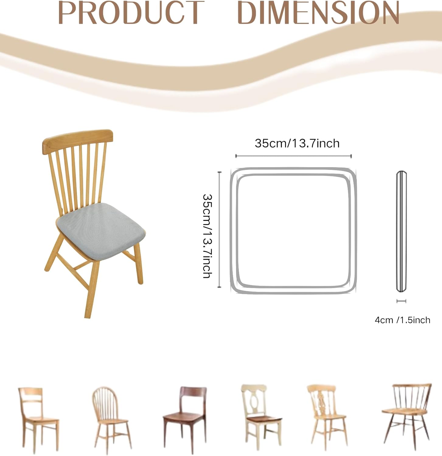 Set of 2 High Resilience Memory Foam Chair Cushion 13"x13"x2" Square Removable Chair Pads Non Slip Seat Cushions for Indoor Dining Room Kitchen and Office Chairs (Grey,13"x13")