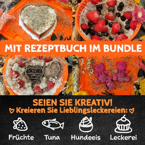 QCHEFS ZAHNPUTZFLOCKEN & Schleckmatte UFO nach dem Hundefutter und als Hundezubehör zur Beruhigung beim Duschen und zur Zahnpflege Mundgeruch-Zahnfleischentzündung und Zahnstein Weg