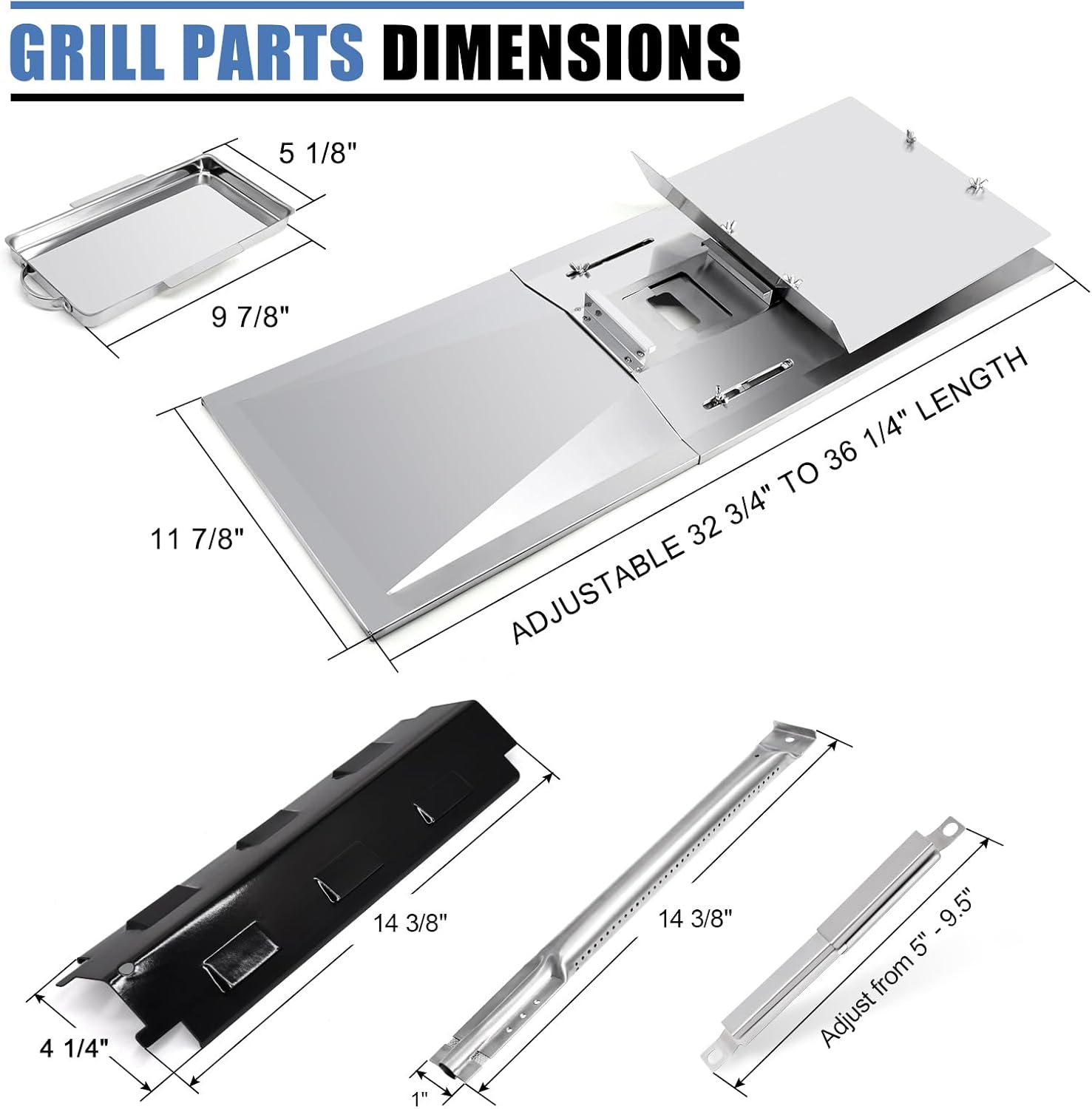 Adviace Grill Replacement Parts for Charbroil 463230515 463230514 463239915 463230513 463230512 6 Burner Grills, Grease Tray & Burners & Igniters & Carry Over Tubes for 463230515 Char-Broil Grill