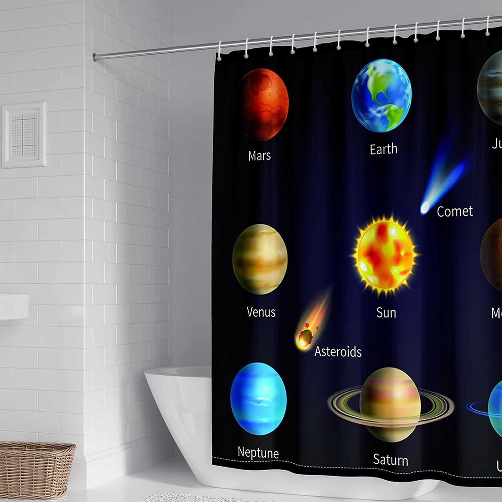 Rideau de douche 180x200cm polyester anti moisissure galaxie KnSam