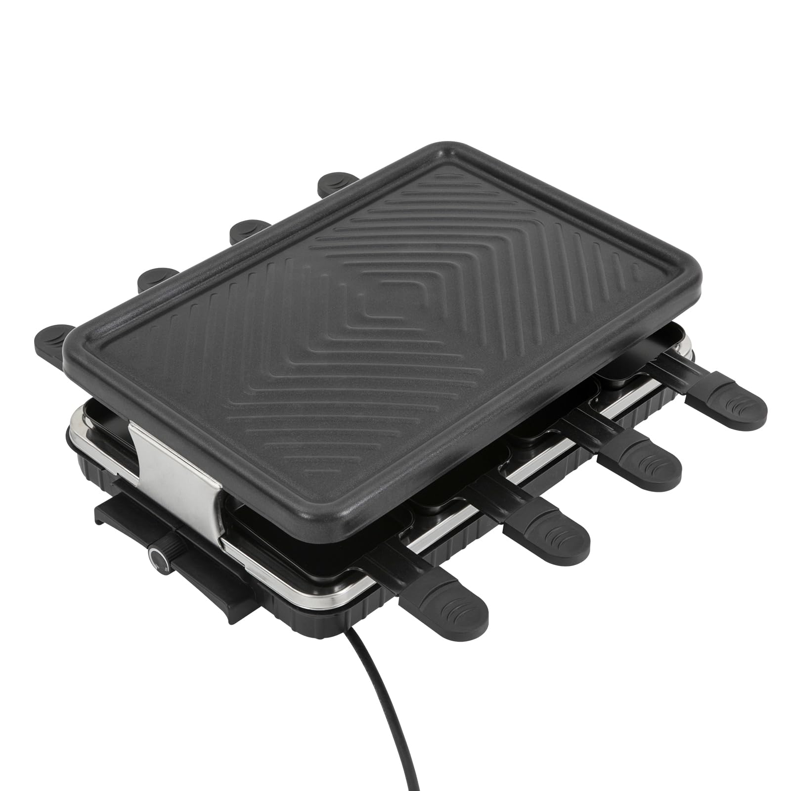 Electric Indoor Grill, 1300W 110V Portable Griddle Raclette Table Grill with 8 Raclette Cheese Pans & Adjustable Temperature, Double Nonstick Electric Korean BBQ Grill for Family and Party Fun