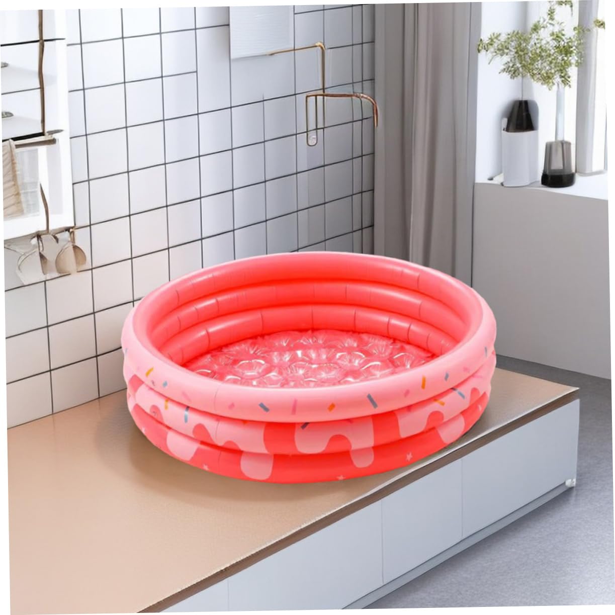 Grueso PVC Piscina Inflable Redonda Rosa de Niños