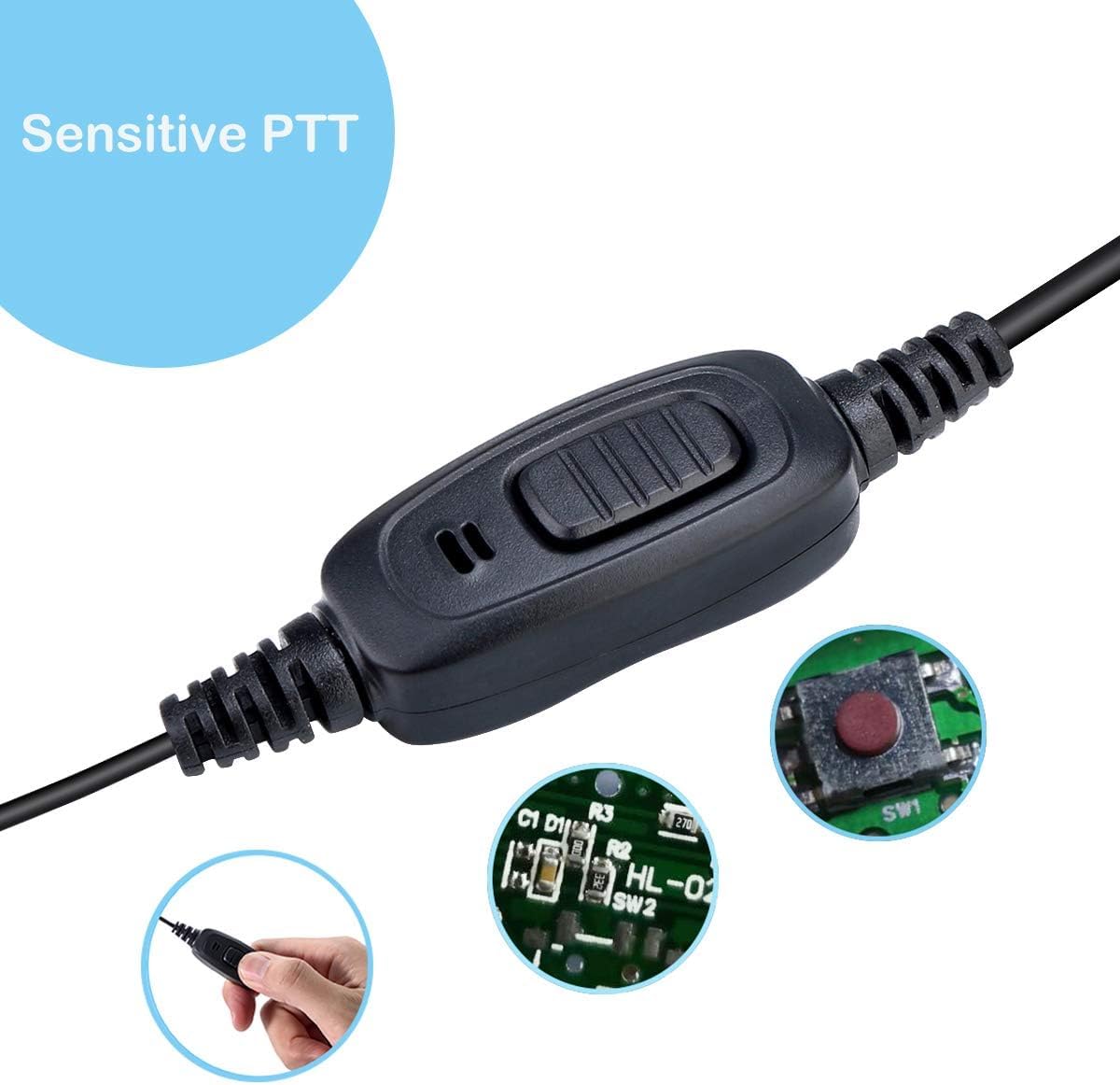 Retevis Walkie Talkie-Oortelefoon, 2-Pins Beveiligingsheadset, Bewakingsoortelefoon, 2-Pins Radio-Headset Compatibel Met Kenwood Tweewegradio Retevis Rt24 Rt27 Rt622 (1 Stuks
