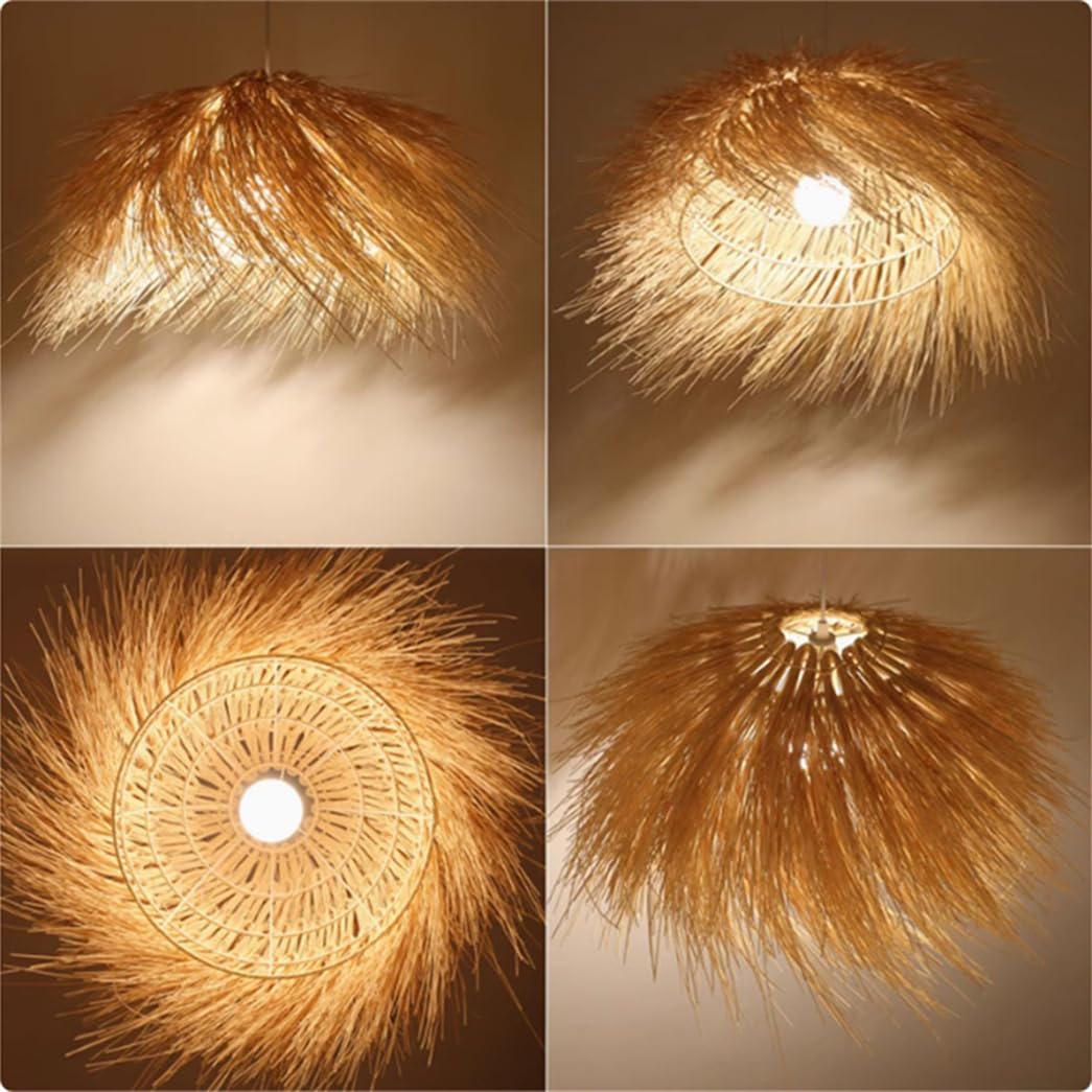 Lampada A Sospensione Creativa A Forma Di Nido D'uccello In Vimini E Erba, Lampada Da Appendere Sopra Il Tavolo Lampadario Costiero, Illuminazione Rustica A Sospensione Per Isola Cucina