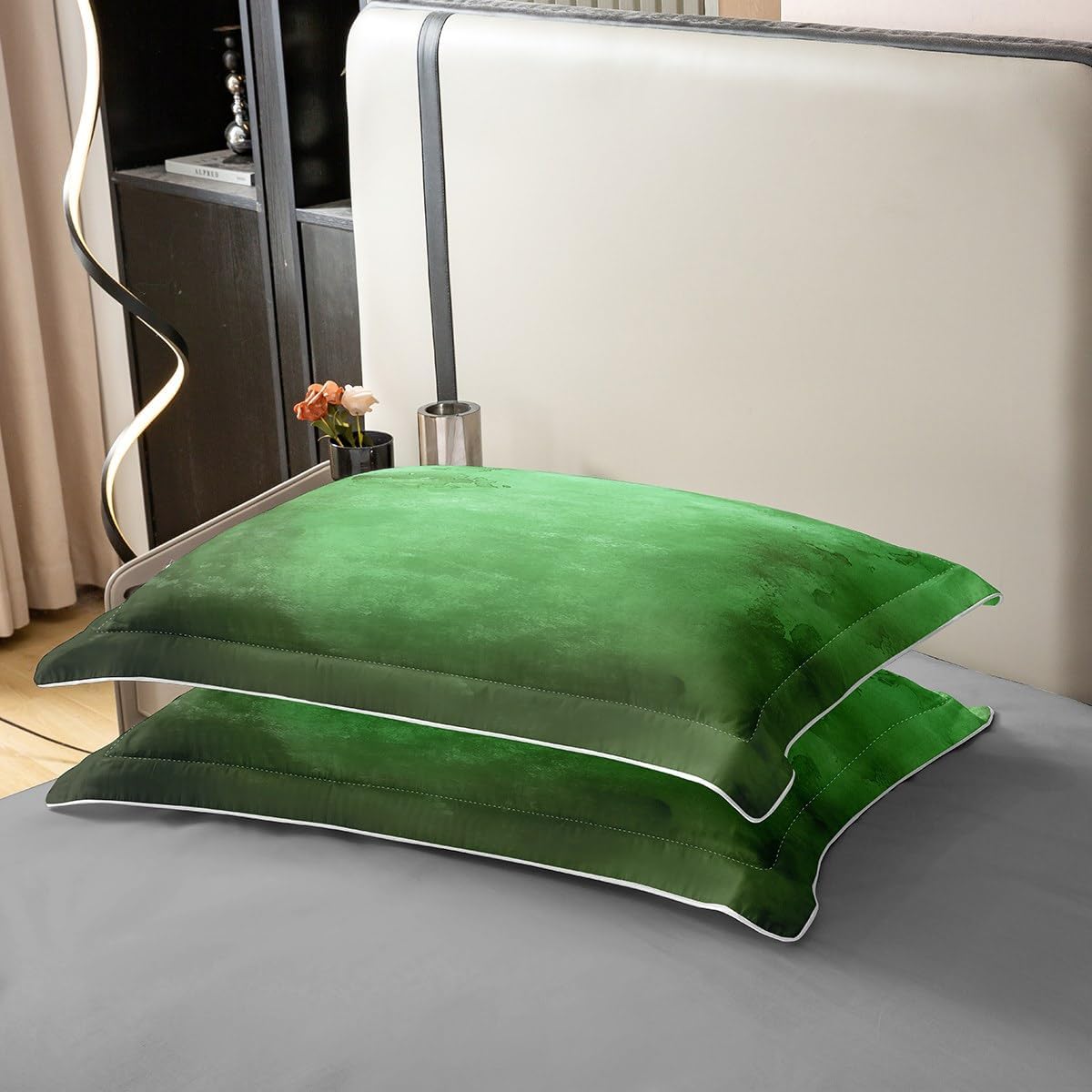 Erosebridal Green and Black Abstract 100% Cotton Duvet Cover Twin Size, Tie Dye Gradient Soft Bedding Set for Kids Girls Boys, Smoky Watercolor Art Comforter Cover for Bed, Aesthetic Ombre Bedclothes