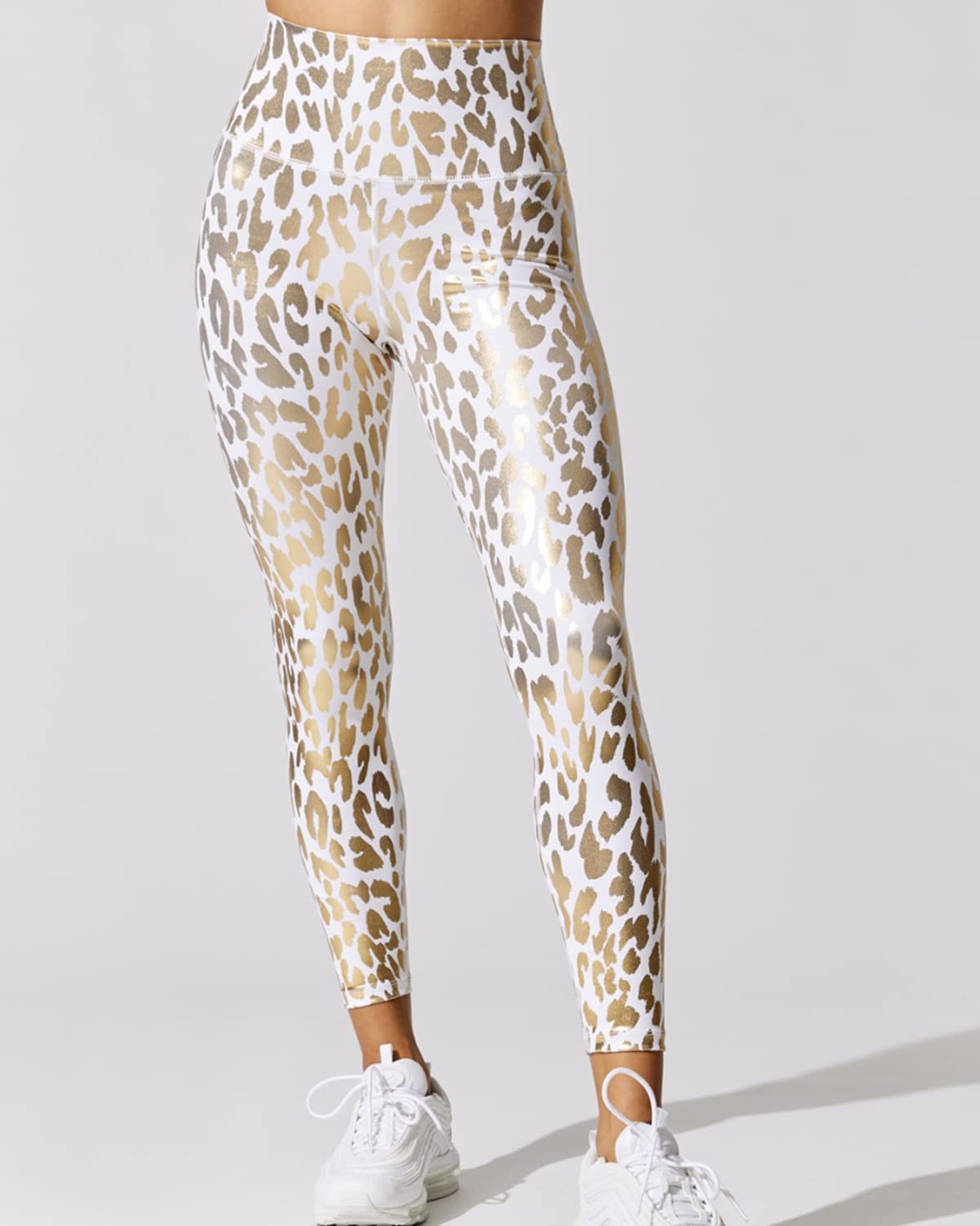 Womens High Waisted Leopard Skinny Butt Lift Fitness Yoga Pants Tummy Control Running Leggings Pants(GO-L)