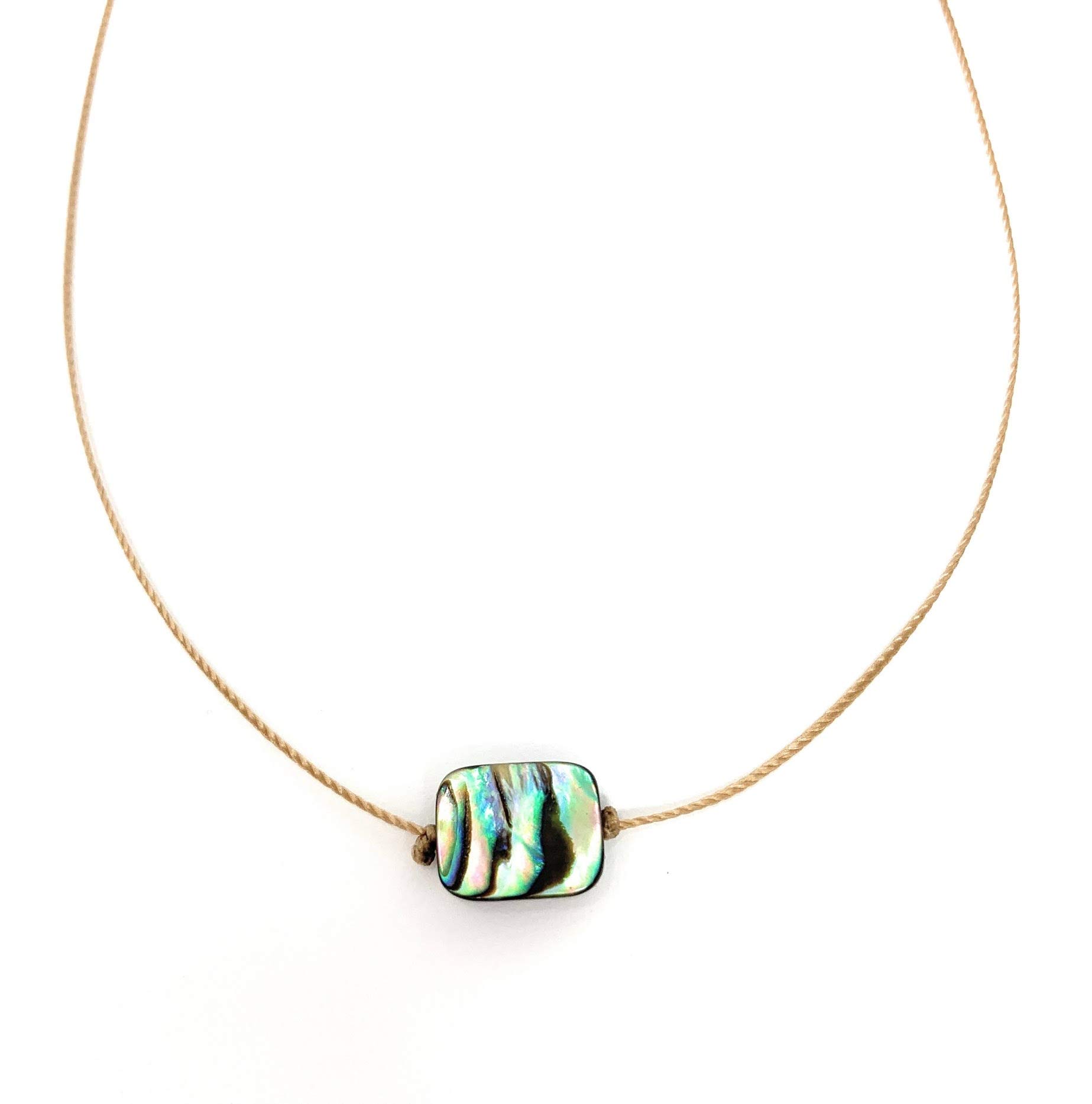Abalone Rectangle Cord Necklace Paua Shell Choker