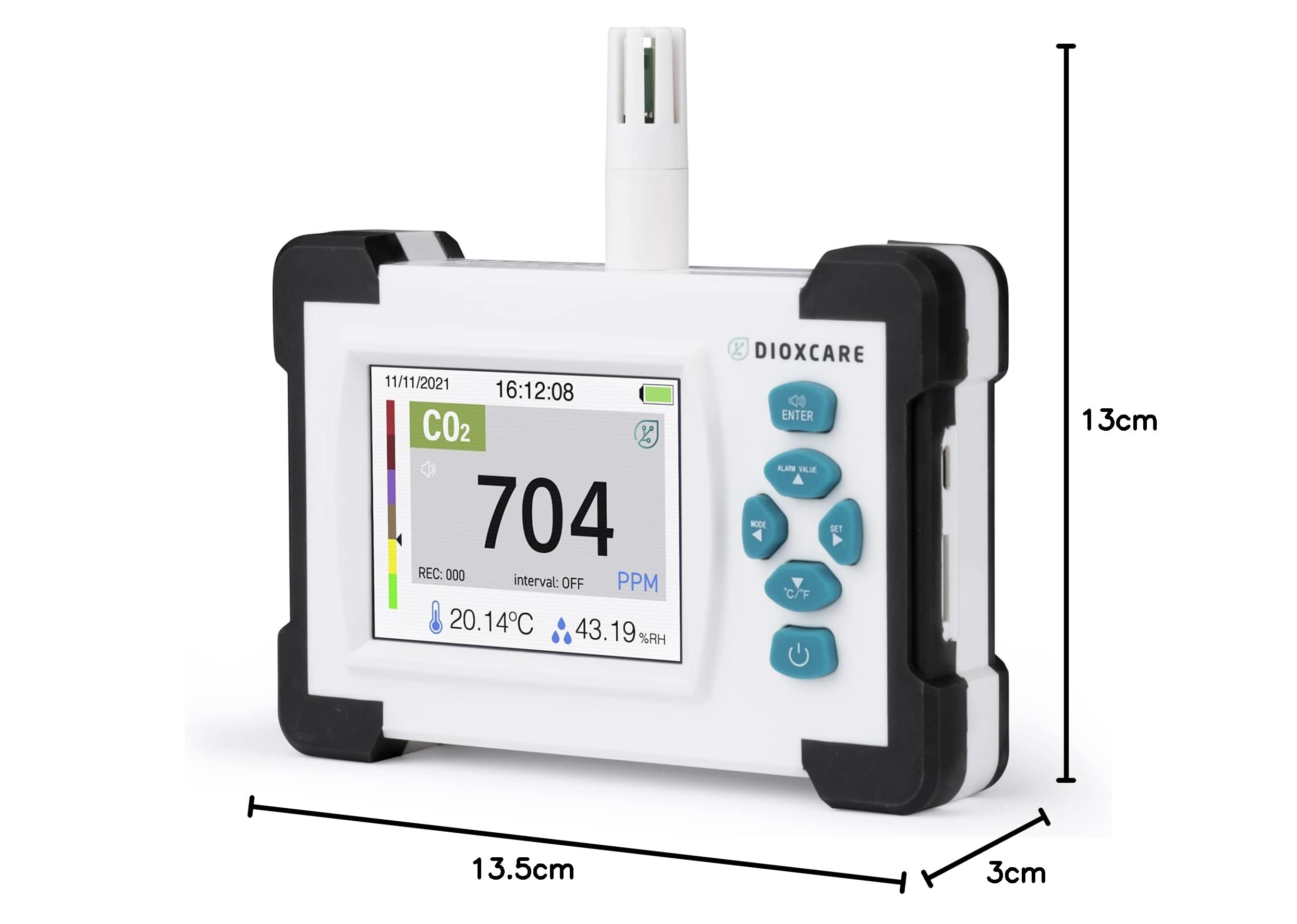 DX700 PDF, Medidor de CO2, Sensor NDIR Senseair S8 de Alta precisión con envío de Datos PDF al Ordenador, Detector de CO2, Temperatura y Humedad Homologado【Nueva Batería Mejorada 3000mAh】