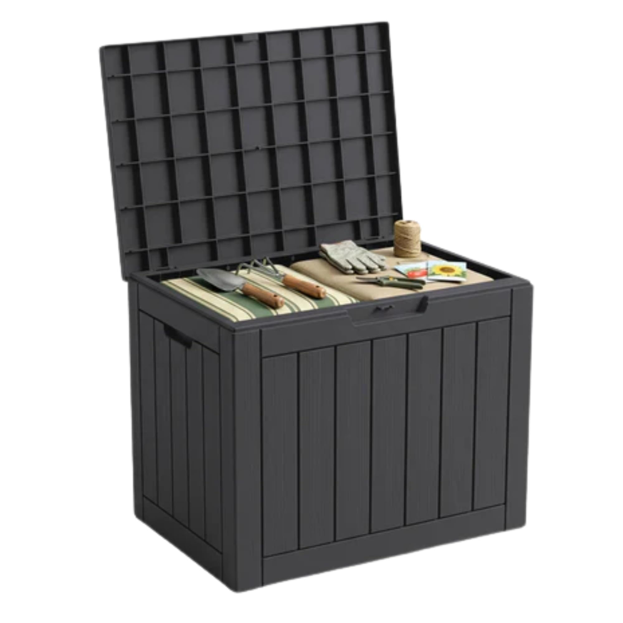 Floordirekt Aufbewahrungsbox - Anthrazit- Wetterfeste Auflagenbox für Terrasse & Balkon - 118L - Gartenbox - 56 x 43 x 53 cm (118 L)