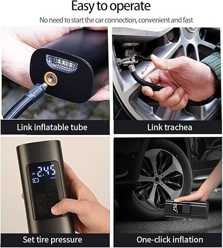 Miniatura 5 de Compresor de aire portátil Inflador de neumáticos de 150 psi, bomba de aire eléctrica para automóvil, bomba de neumáticos con pantalla digital para