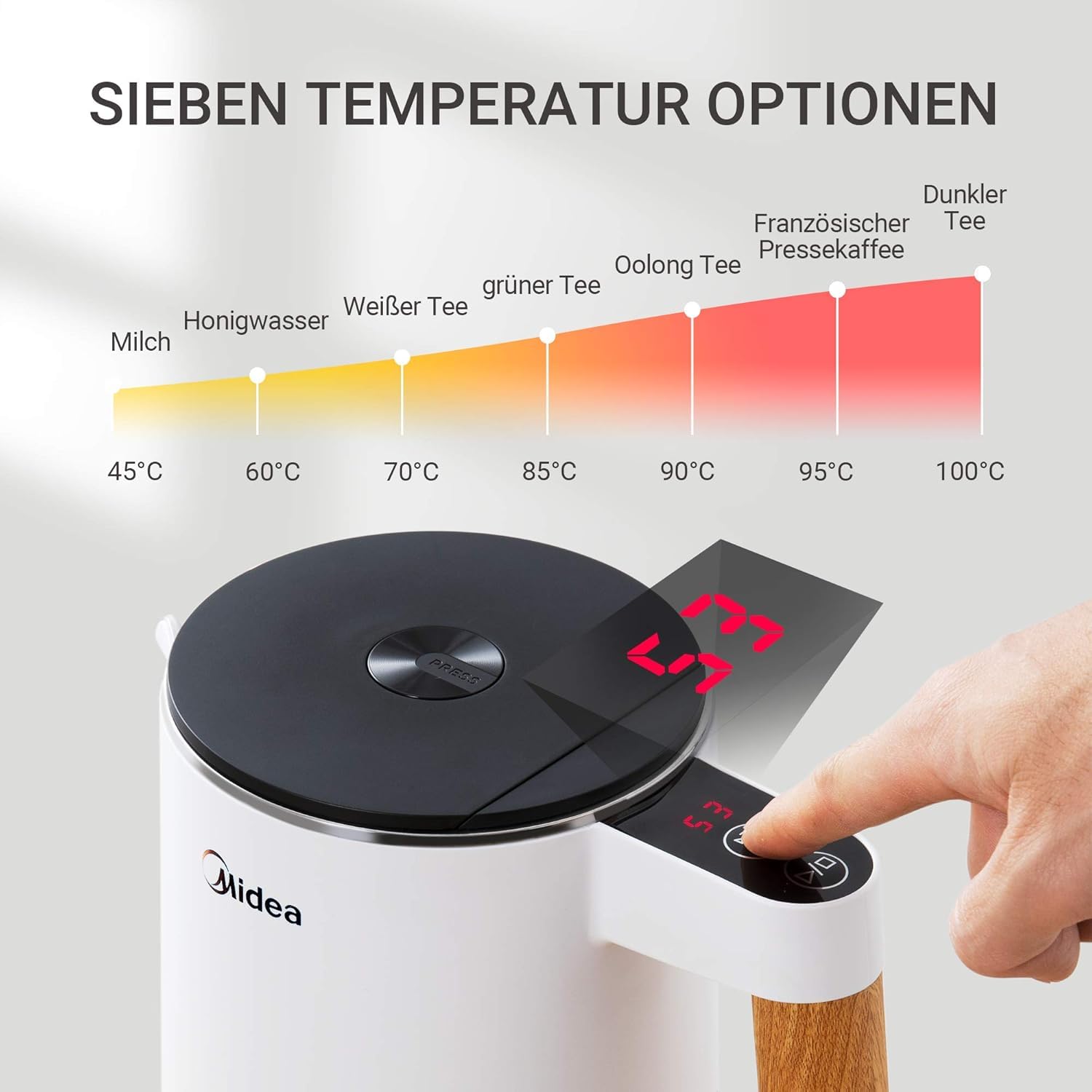 Midea Edelstahl Wasserkocher 1 1.5 L – Bild 3