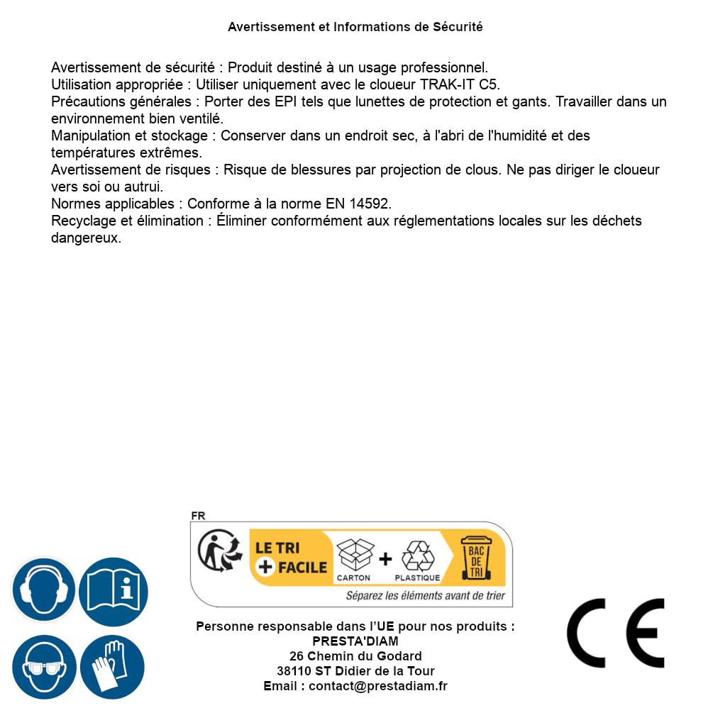 800 clavos de hormigón C5-38 Xtra-Hard (Xh) - 38 mm + 2 cartuchos de gas C4 para clavadora Trak-It C5 - D-Work