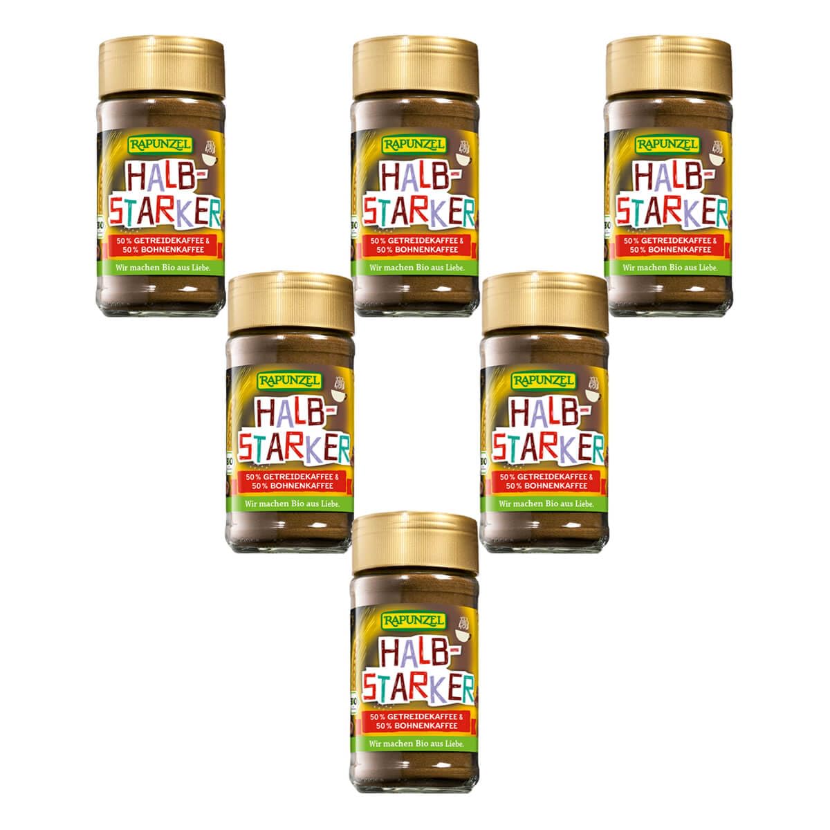 Rapunzel Bio Halbstarker Instant 50% Getreidekaffee & 50% Boh (6 x 100 gr)