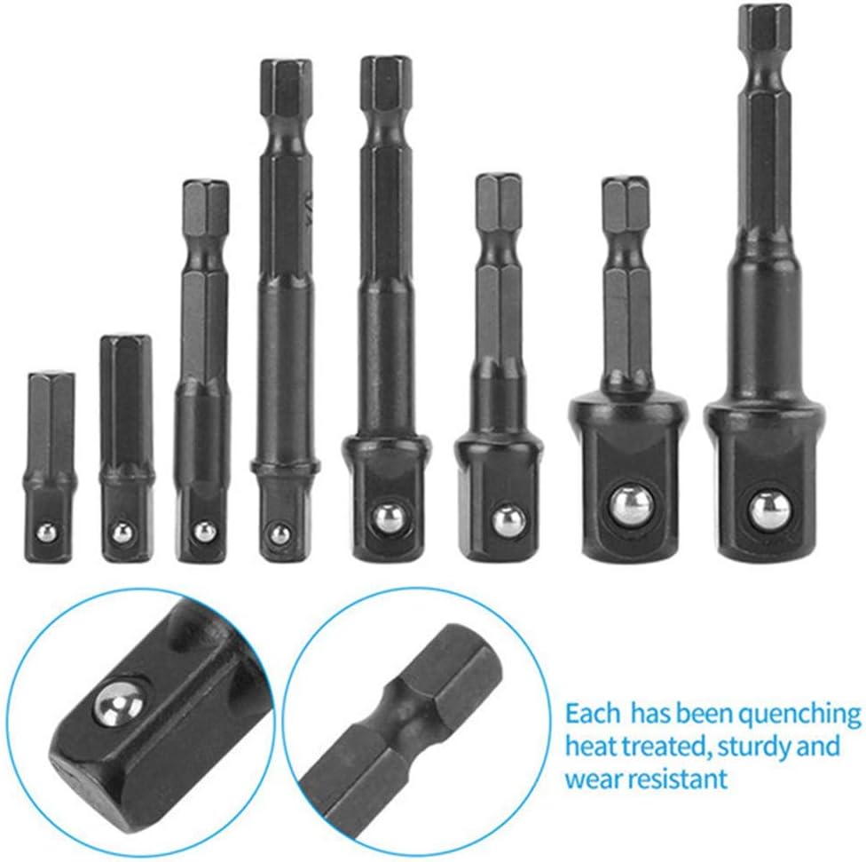 8pcs CRV Hex Shank Socket Bit Adapter Electric Drill Bits Nut Driver Set Tool Drill Bits