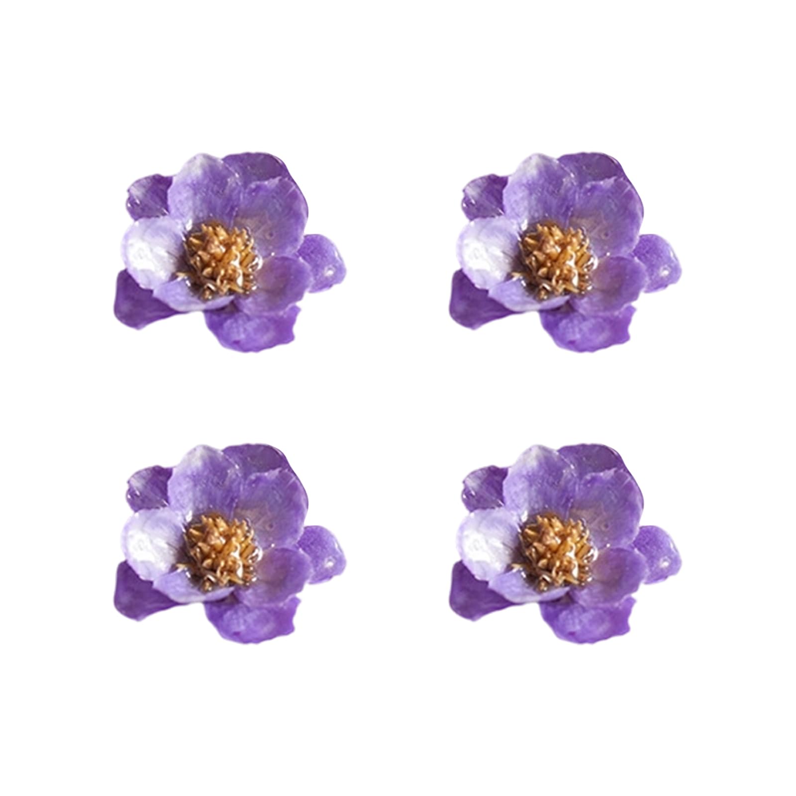 Shntig Lavender Purple1 4Pcs Plastomer Simulation Dried Flower For Jewelry Accessories Earrings Bracelets Decoration Colorful Plastomer Dried Pressed Flower For Resin Molds Blossomy Charm Beads
