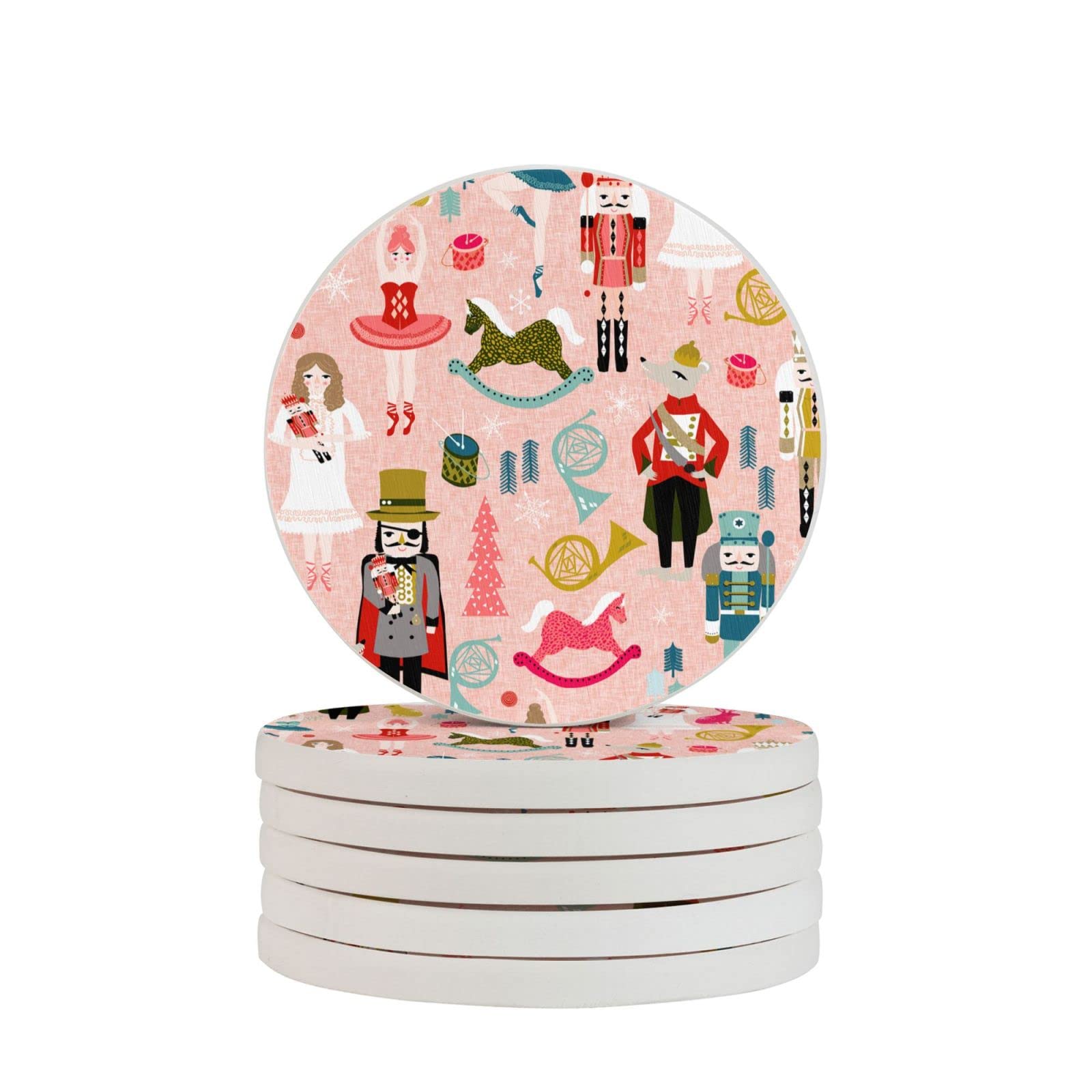Nutcracker Six Piece Drink Coaster for Tabletop Protection Place Mats for Home Decor
