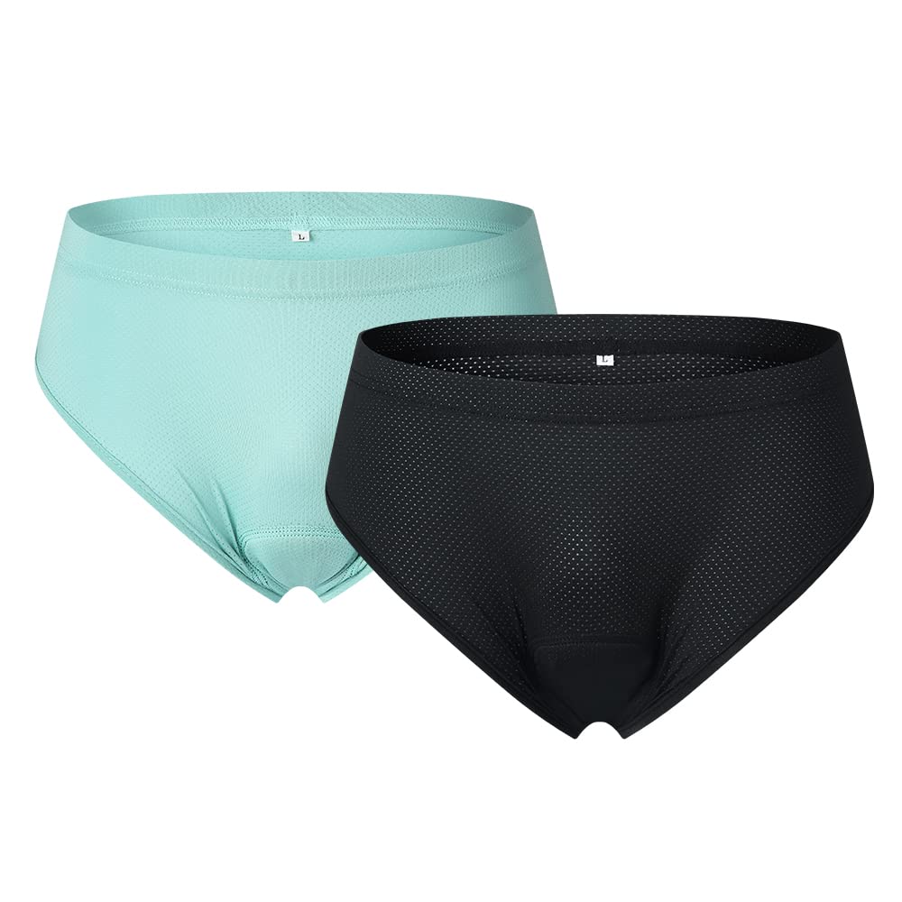 JINGRU Sous-Vêtements de Vélo pour Hommes - Slips Rembourrés Respirants Noir Taille L
