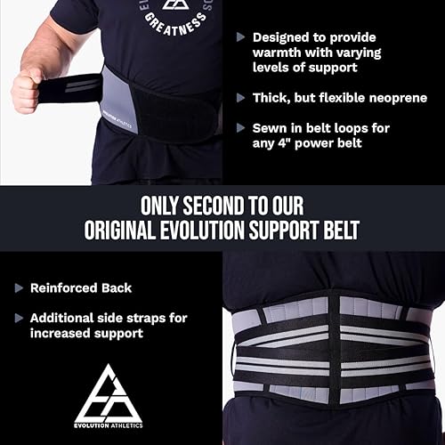 Miniatura 3 de Evolution Athletics - Cinturón deportivo para levantamiento de pesas para entrenamiento de fuerza, levantamiento de pesas o peso muerto